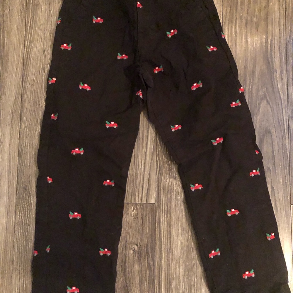 Gymboree Black Pants with Red and Green Accents